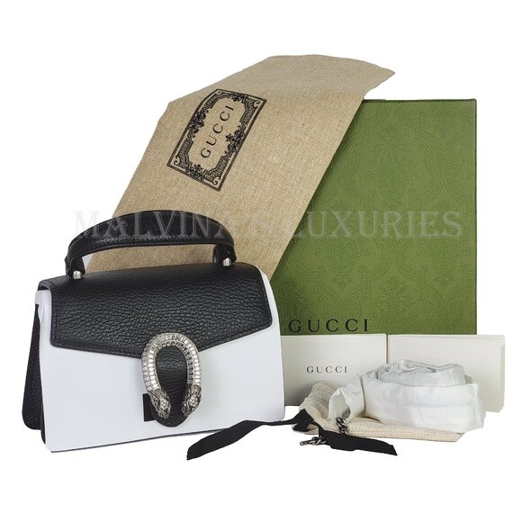 GUCCI BAG 752029 MINI DIONYSUS BLACK LEATHER w CRYSTAL TIGER TOTE - Picture 4 of 16